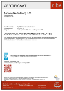 CIBV Certificaat - 
Onderhoud aan brandmeldinstallaties